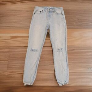 Pistola Women’s 30 Arielle Skinny Paint Splatter Distressed Frayed Hem Jeans 28